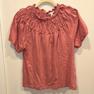 J. Crew Coral Pink Ruffled Blouse